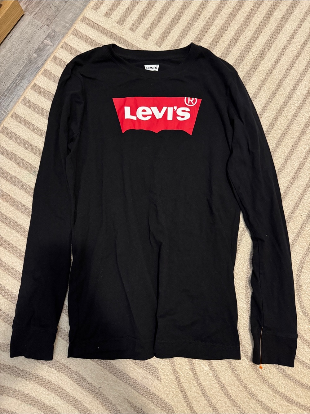 Levi's Black Long Sleeve Shirt with Red Logo Panel